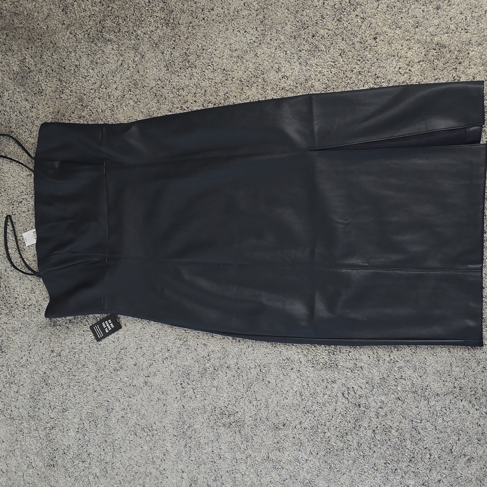 Express Black Faux Leather Midi Dress